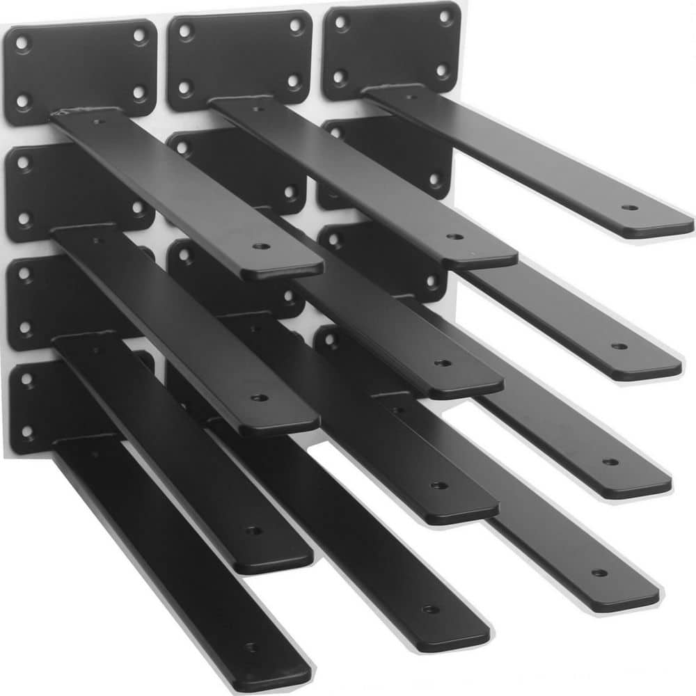 12-Pack 10 in. L Black Iron Shelf Bracket, Floating Shelf Brackets, Rustic Industrial Metal Brackets for Shelf Support price history on PriceWatchPro