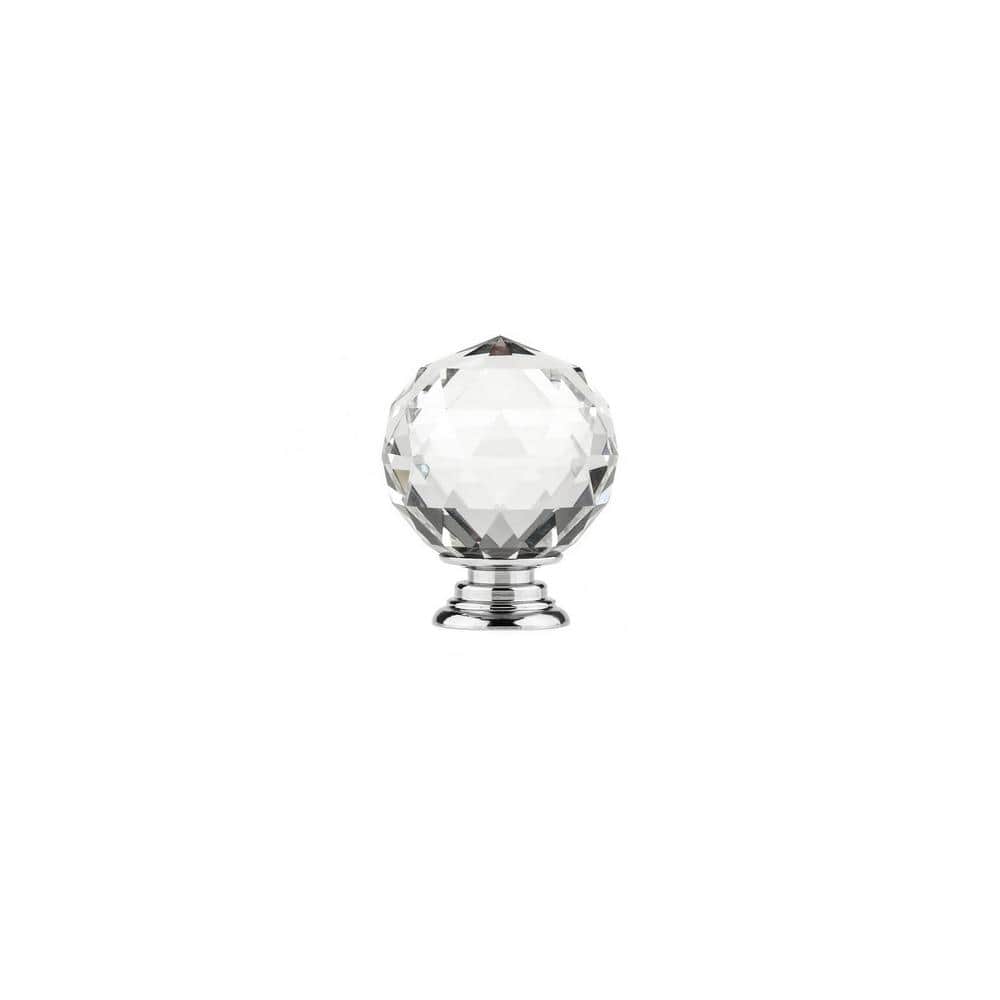 Polished Chrome and Clear Crystal Round Cabinet Knob
