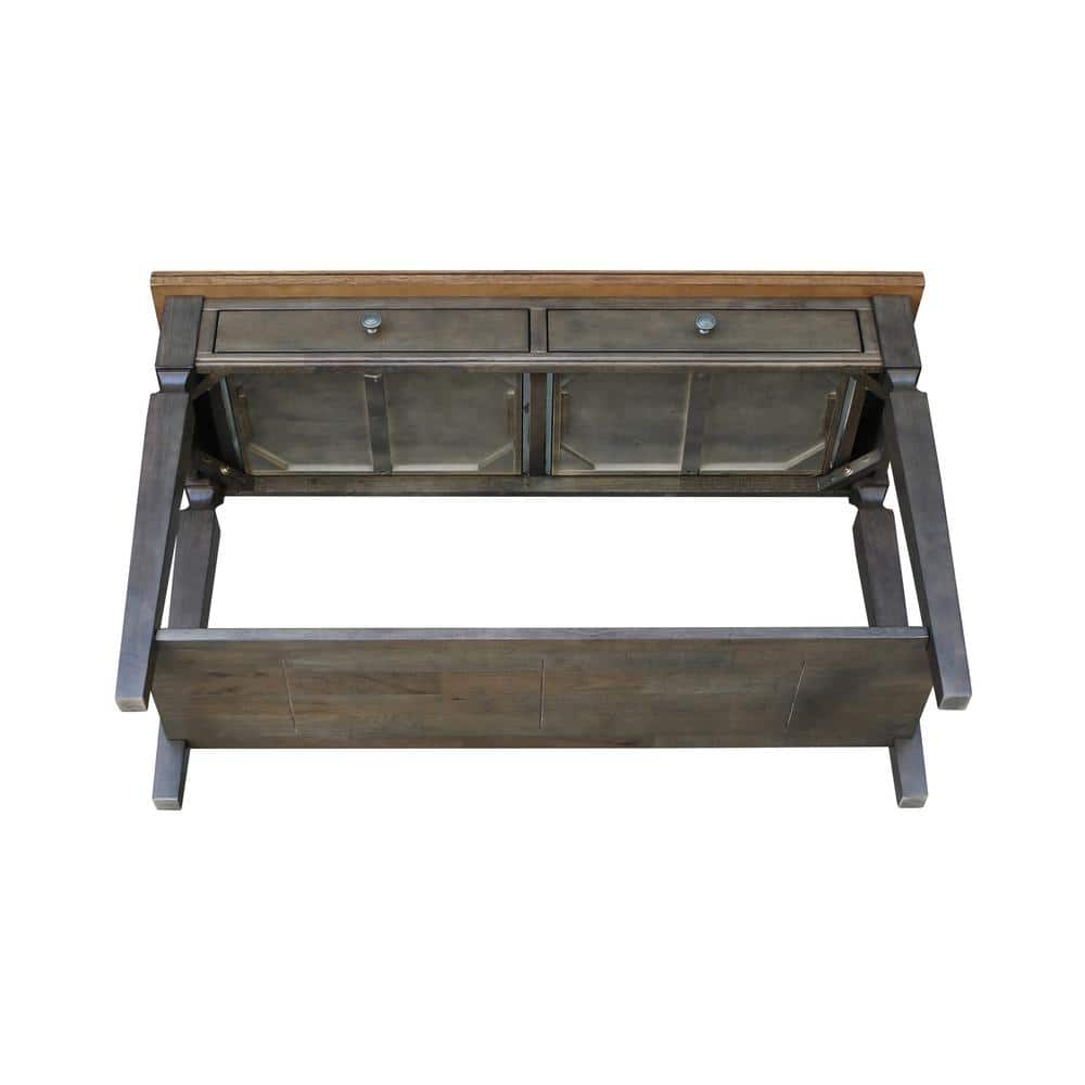 Vista 56'' Hickory and Washed Coal Wood Console Table with Storage
