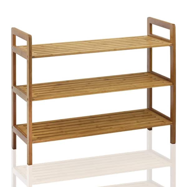 Oceanstar 23.5 in. H 12 Pair 3 Tier Brown Bamboo Shoe Rack 3SR1651