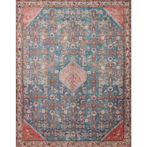 Layla Marine/Clay 7 ft. 6 in. x 9 ft. 6 in. Distressed Bohemian Printed Area Rug