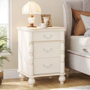 Mayville White 3-Drawer 19.3 in. W x 15.7 in. D x 25.6 in. H Nightstand Bedside Table