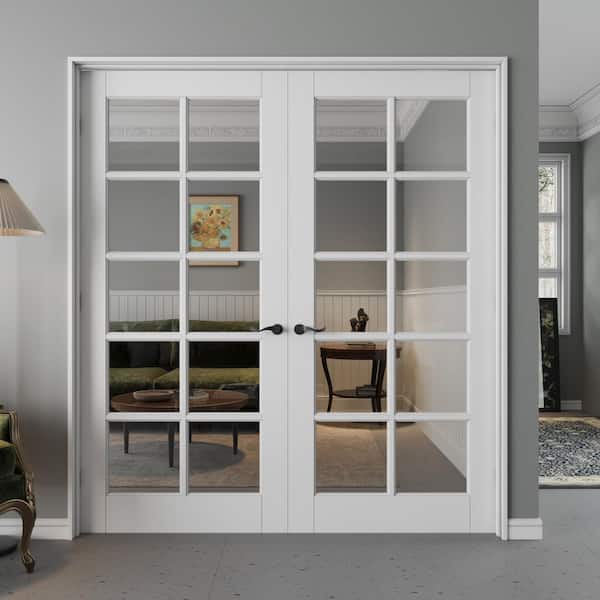 ARK DESIGN 72 in. x 80 in. Universal 10-Lite Clear Glass White MDF