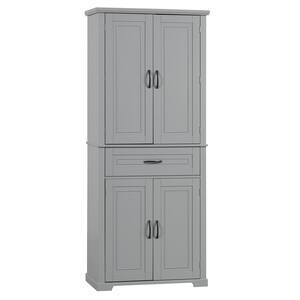29.9 in. W x 15.7 in. D x 72.2 in. H Gray MDF Freestanding Linen Cabinet with Adjustable Shelf