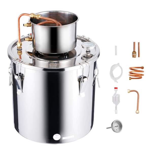 Alcohol Still, 8 Gal. / 30 L Stainless Steel Water Alcohol Distiller, Home Brewing Refining Fermentation Kit, Silver