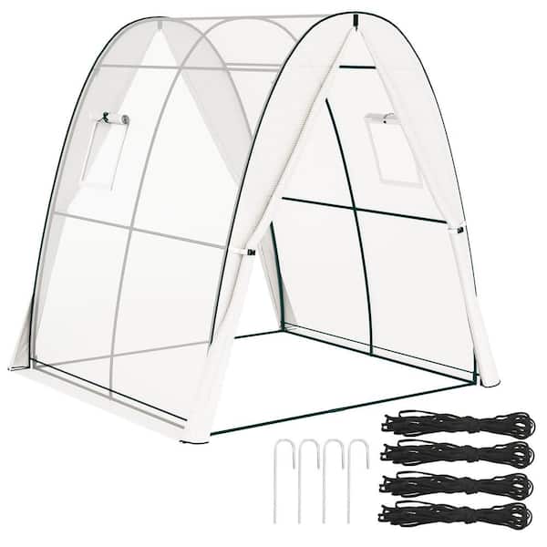 6 ft. x 6 ft. x 6.6 ft. Hoop House Greenhouse with Sandbags and Hemmed PE Cover