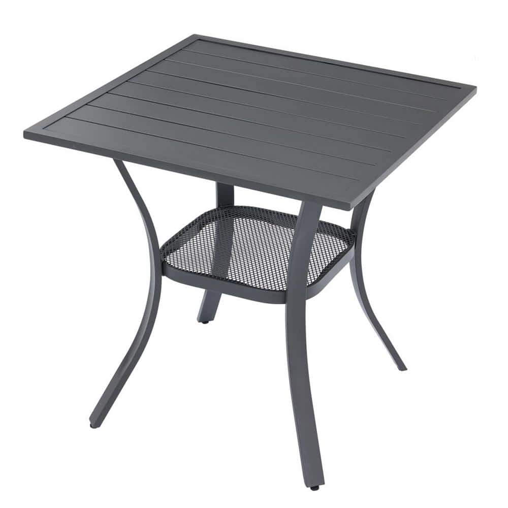Grey Small Square Metal Outdoor Dining Table for Lawn Garden