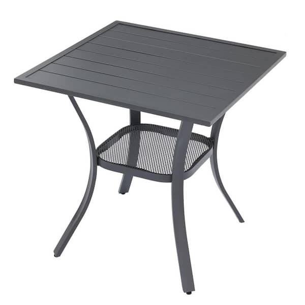 Unbranded Grey Small Square Metal Outdoor Dining Table for Lawn Garden