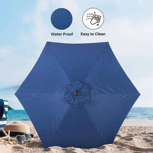 7.5 ft steel market patio umbrella in denim Lyon | 7.5ft Add a touch of resort JEAREY 7.5ft Steel Outdoor Patio