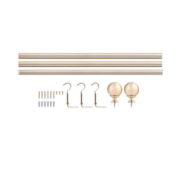 The Haven Collection Classic Venetian 36 in. - 72 in. Adjustable Single Curtain  Rod 1 in. in Satin Brass with Finial 008-3672BBZ - The Home Depot