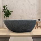 Exquisite 67 in. x 34 in. Soaking Gray Solid Surface Bathtub with Center Drain in Gray