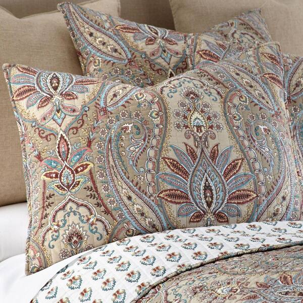 LEVTEX HOME Kasey 3-Piece Taupe Medallion Cotton Full/Queen Quilt