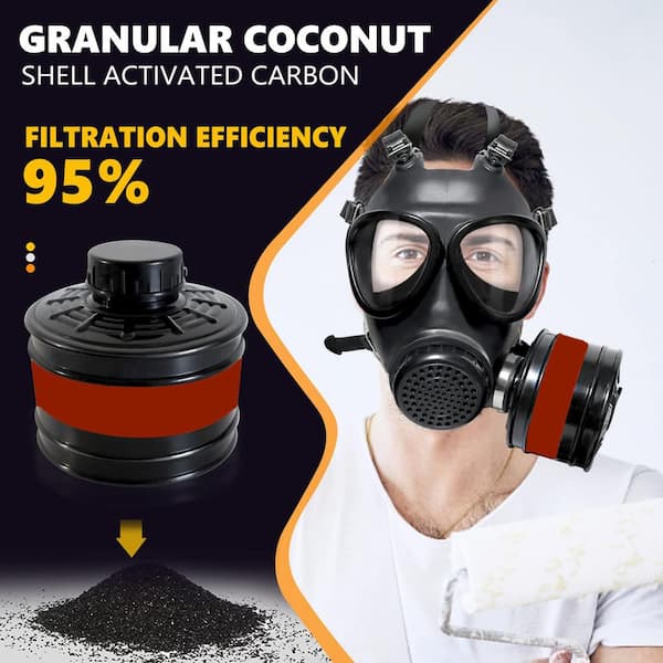 Dyiom Full Face Respirator Mask, Gas Mask with 40mm Activated Carbon Filter for Spray Paint, Fume, Organic Vapor Gas B0BV6KTWDW - The Home Depot