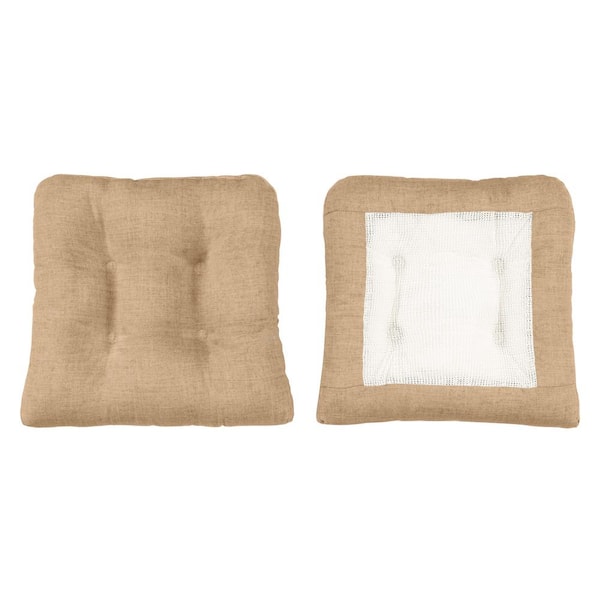 Ellis Curtain Lisa Solid Tan 18 in. Non Skid Chair Pad
