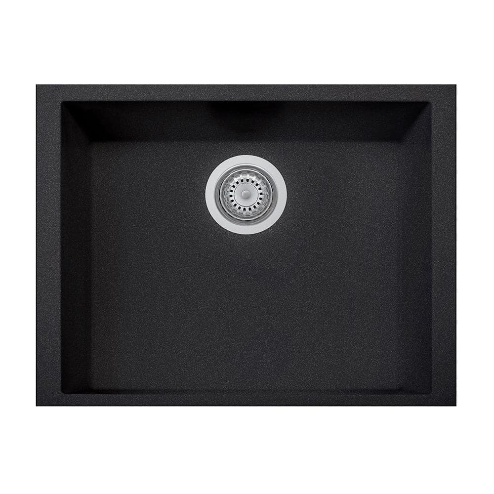 LaToscana One Series 23 in. Drop-in Single Bowl Black Metallic Quartz Kitchen Sink