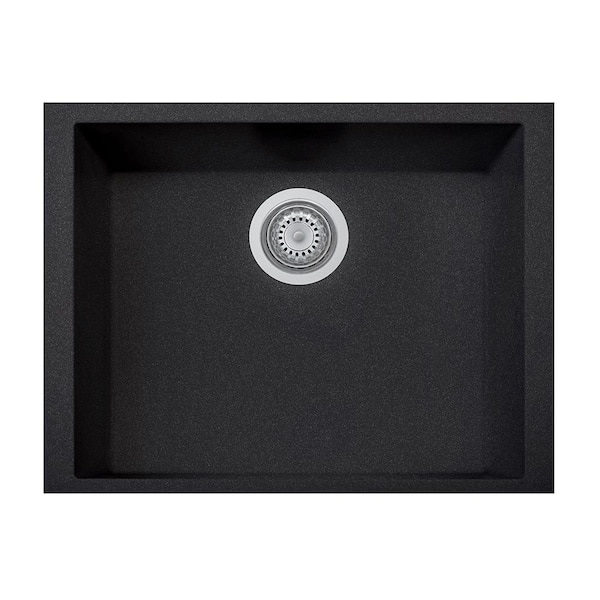 LaToscana One Series 23 in. Undermount Single Bowl Black Metallic Quartz Kitchen Sink