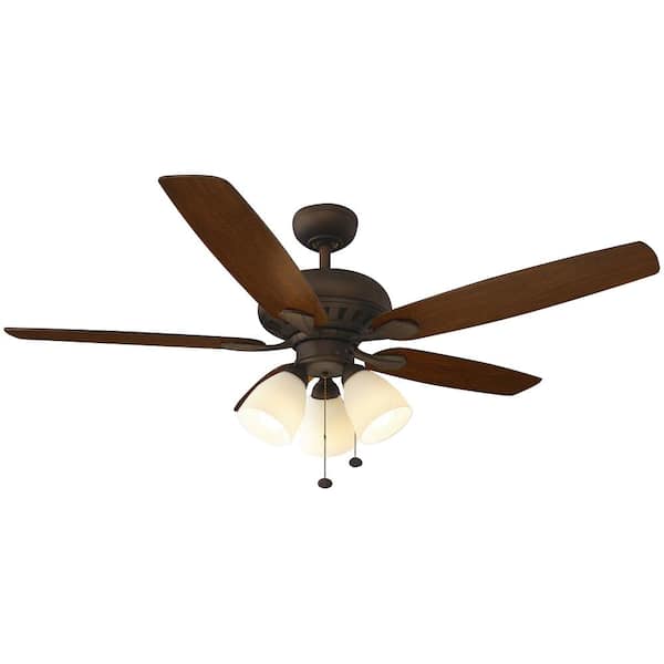 Hampton Bay Rockport 52 In Indoor Led Oil Rubbed Bronze Ceiling Fan With Light Kit Downrod Reversible Blades And Motor 51751 - Hampton Bay 52 Ceiling Fan Blade Arms