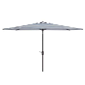 Iris 10 ft. Aluminum Rectangular Market Tilt Patio Umbrella in Navy/White