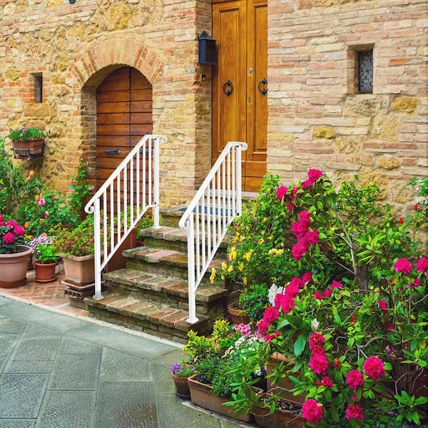 Karl home 38.96 in. x 38.77 in. Iron White Outdoor Handrail Railing
