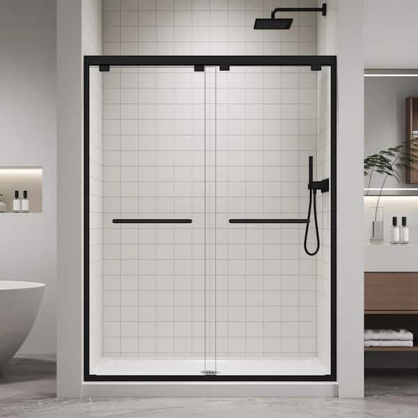 60 in. L x 32 in. W x 76 in. H Alcove Shower Kit with Sliding Framed Shower Door and Shower Pan
