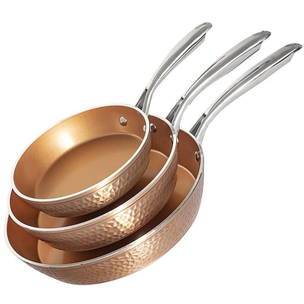 Impressionisme Overleving Meerdere Gotham Steel Hammered Copper 3-Piece Aluminum Ti-Ceramic Nonstick Frying Pan  Set (8 in., 10 in., and 12 in.) 7779 - The Home Depot