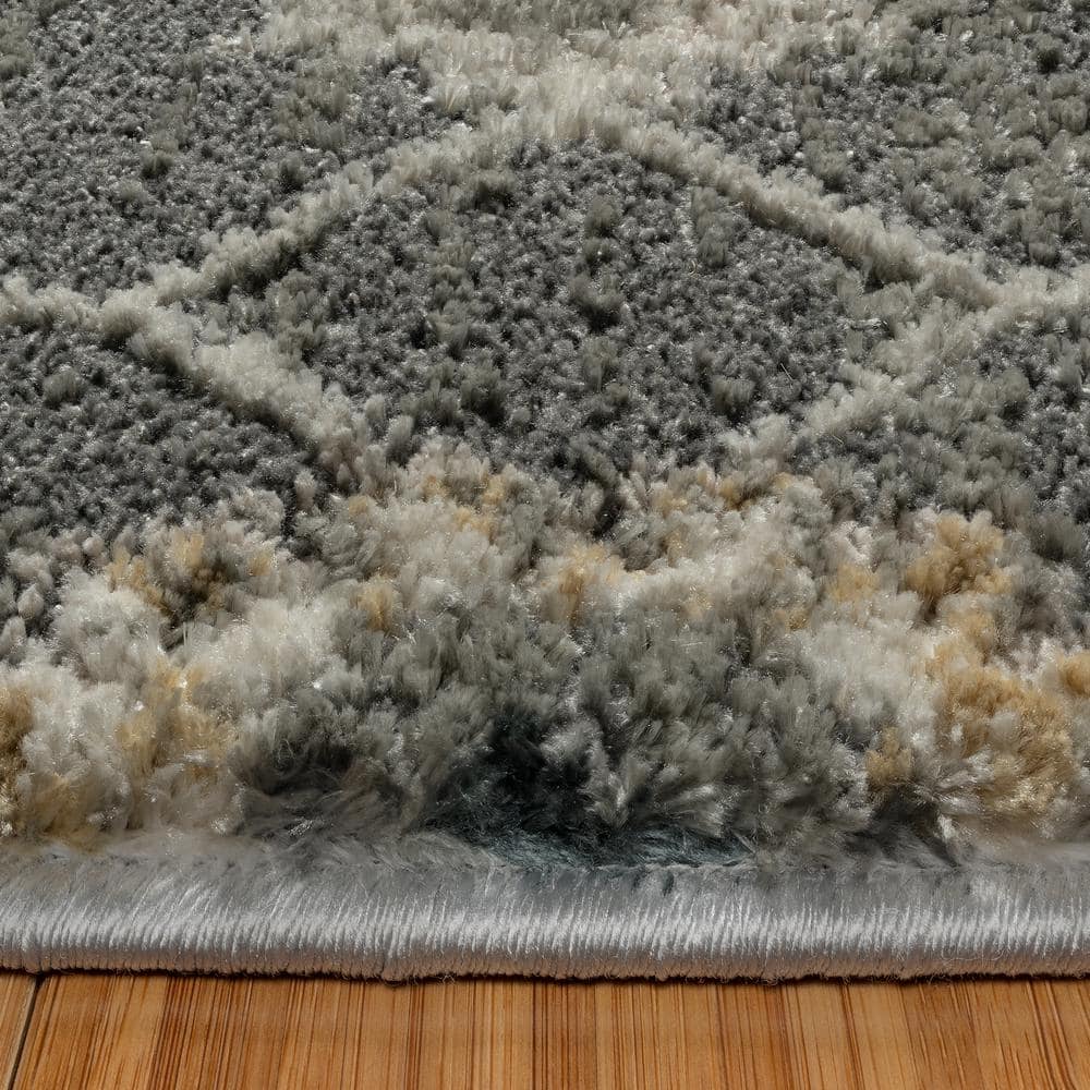 Dark Gray 8' x 10' Moroccan Floral Shag Area Rug
