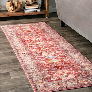 Betty Floral Fringe Traditional Red 3 ft. x 10 ft. Runner Rug