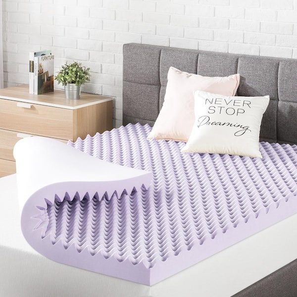MELLOW 3 in. King Egg Crate Memory Foam Mattress Topper with Lavender Infusion