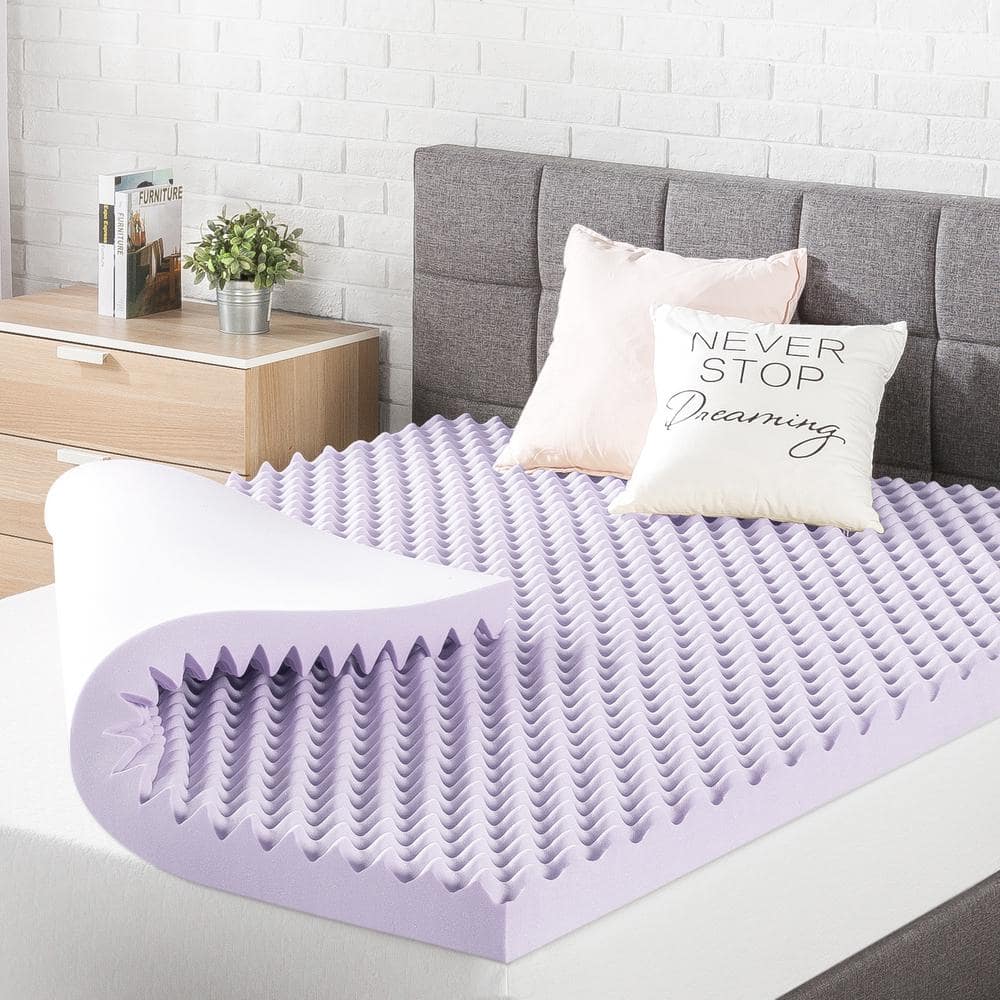 Lucid 3 inch Lavender Infused Memory Foam Mattress Topper - Ventilated Design - Cal King Size