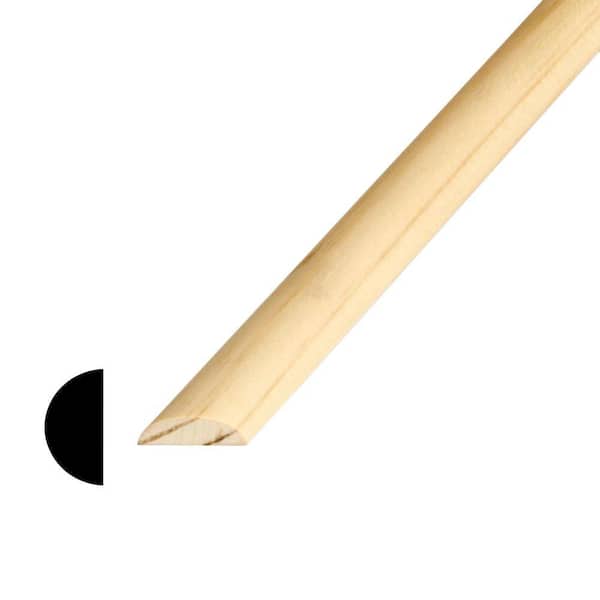 Alexandria Moulding 3/8 in. D x 3/4 in. W x 96 in. L Finger Jointed Pine Wood Half Round Moulding Pack (20-Pack)