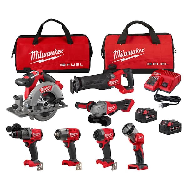 Milwaukee - M18 FUEL 18V Lithium-Ion Brushless Cordless Combo Kit with Two 5.0 Ah Batteries, 1 Charger, 2 Tool Bags (7-Tool)