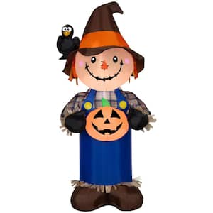 5 ft. Tall Halloween Inflatable Airblown-Scarecrow with JOL-SM Scene