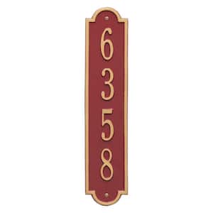 Richmond Standard Rectangular Red/Gold Wall 1-Line Vertical Address Plaque