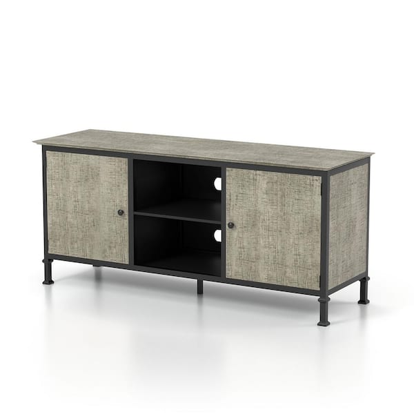 Furniture of America Grumm 60 in. Gray Wooden TV Stand with Storage