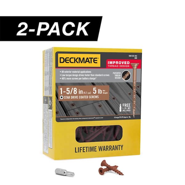 2-Pack #8 x 1-5/8 in. Red Star Drive Flat-Head Wood Deck Screw (10 lb / 1,470-Piece)