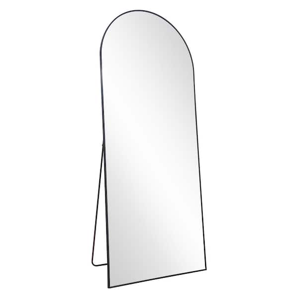 XRAMFY 30 in. W x 71 in. H Arched Classic Black Aluminum Alloy Framed Oversized Full Length Mirror Wall Mirror