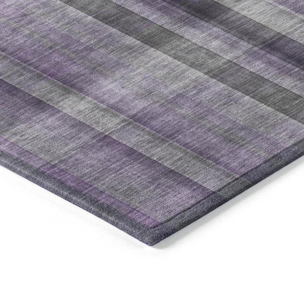 Purple 9 ft. x 12 ft. Woven Plaid Rectangle Indoor/Outdoor Area Rug