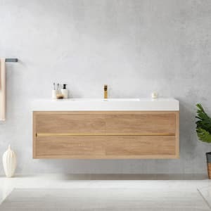 Palencia 60 in. W x 20 in. D x 23.6 in. H Bath Vanity in North American Oak with White Integral Composite Stone Top