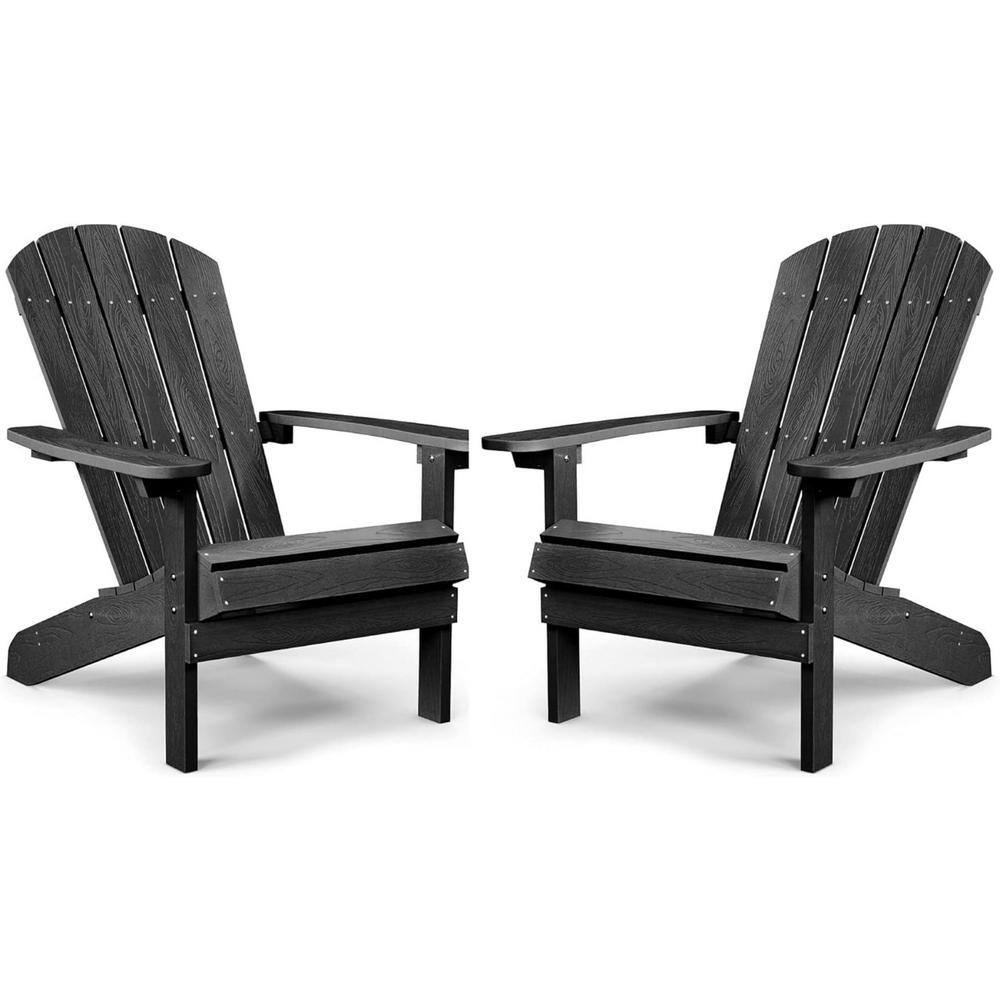 Black Plastic Adirondack Armchairs Set of 2