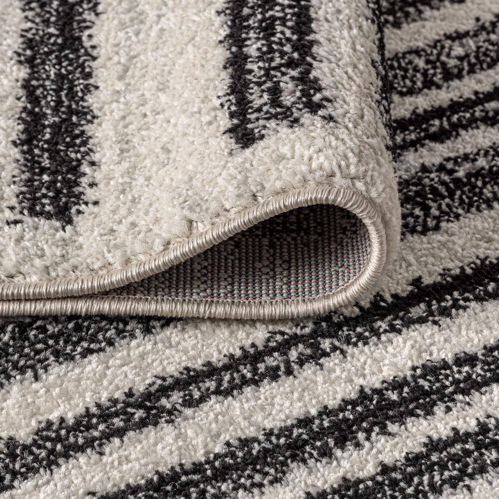 Khalil Cream and Black Striped Synthetic Runner Rug