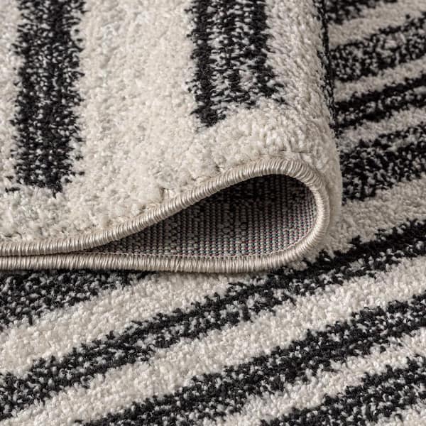 JONATHAN Y Khalil Modern Berber Stripe Cream/Black 2 ft. x 8