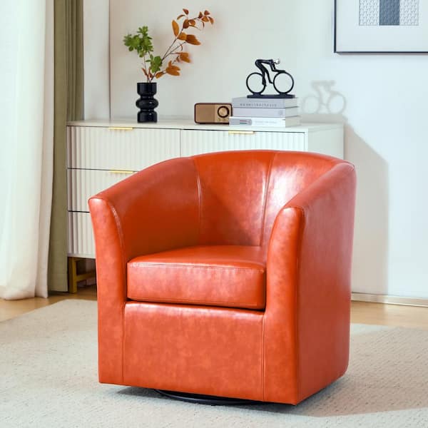 Justus Orange Faux Leather Swivel Club Arm Chair (Set of 1)