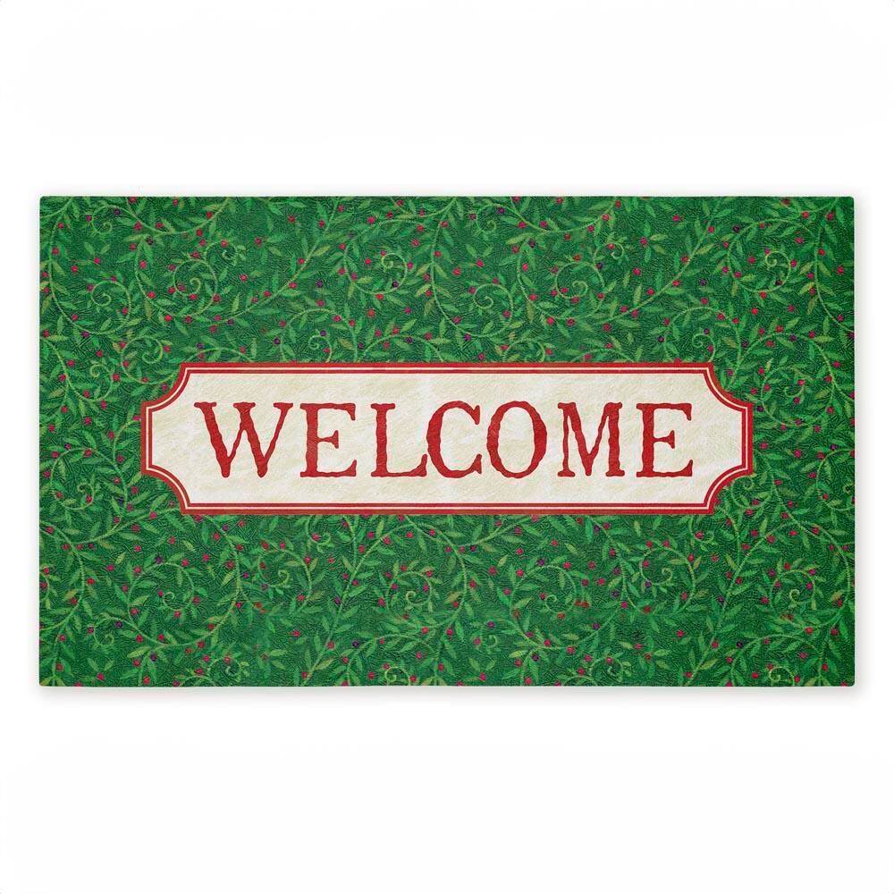 Curled Ivy Vines Welcome Green 18 in. x 30 in. Polyester Non-Slip Outdoor Door Mat price history on PriceWatchPro