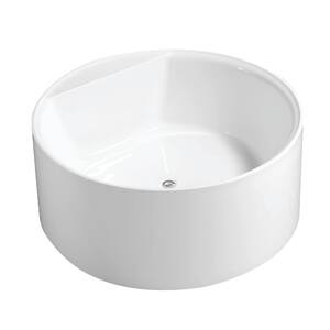 Aqua Eden 53 in. x 53 in. Acrylic Freestanding Soaking Bathtub in White with Drain