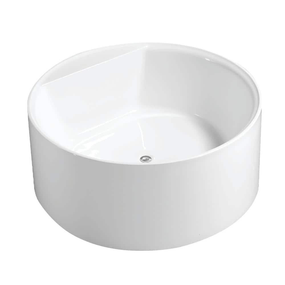 Kingston Brass Aqua Eden 53 in. x 53 in. Acrylic Freestanding Soaking  Bathtub in White with Drain HVTRO535322 - The Home Depot