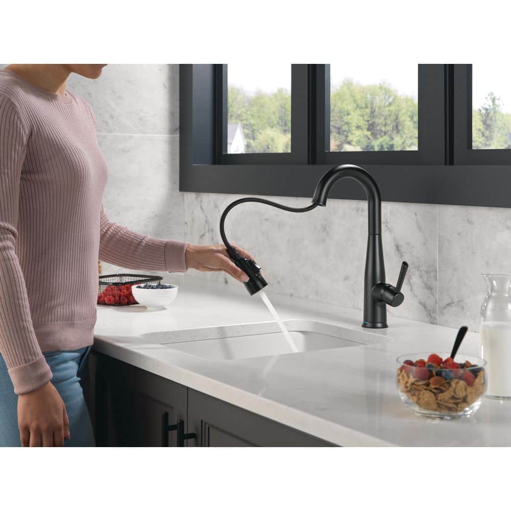 Matte Black Metal Pull-Down Sprayer Kitchen Faucet