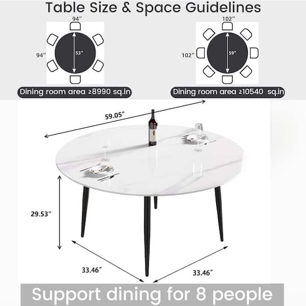 Magic Home Modern Round Dining Table White Sintered