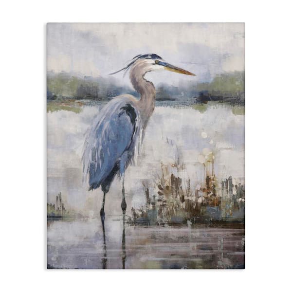 Coastal Sea Heron by Nina Blue Unframed Graphic Art Print Nature 20 in. x 16 in.