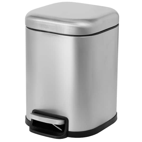 ACENTO Square 6 L/1.6 Gal. Pedal Trash Bin with Soft Close Lid in Brushed Stainless Steel