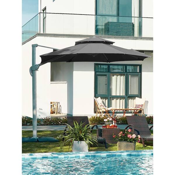 JEAREY 10 ft. Aluminum Cantilever Umbrella With Cover in Gray